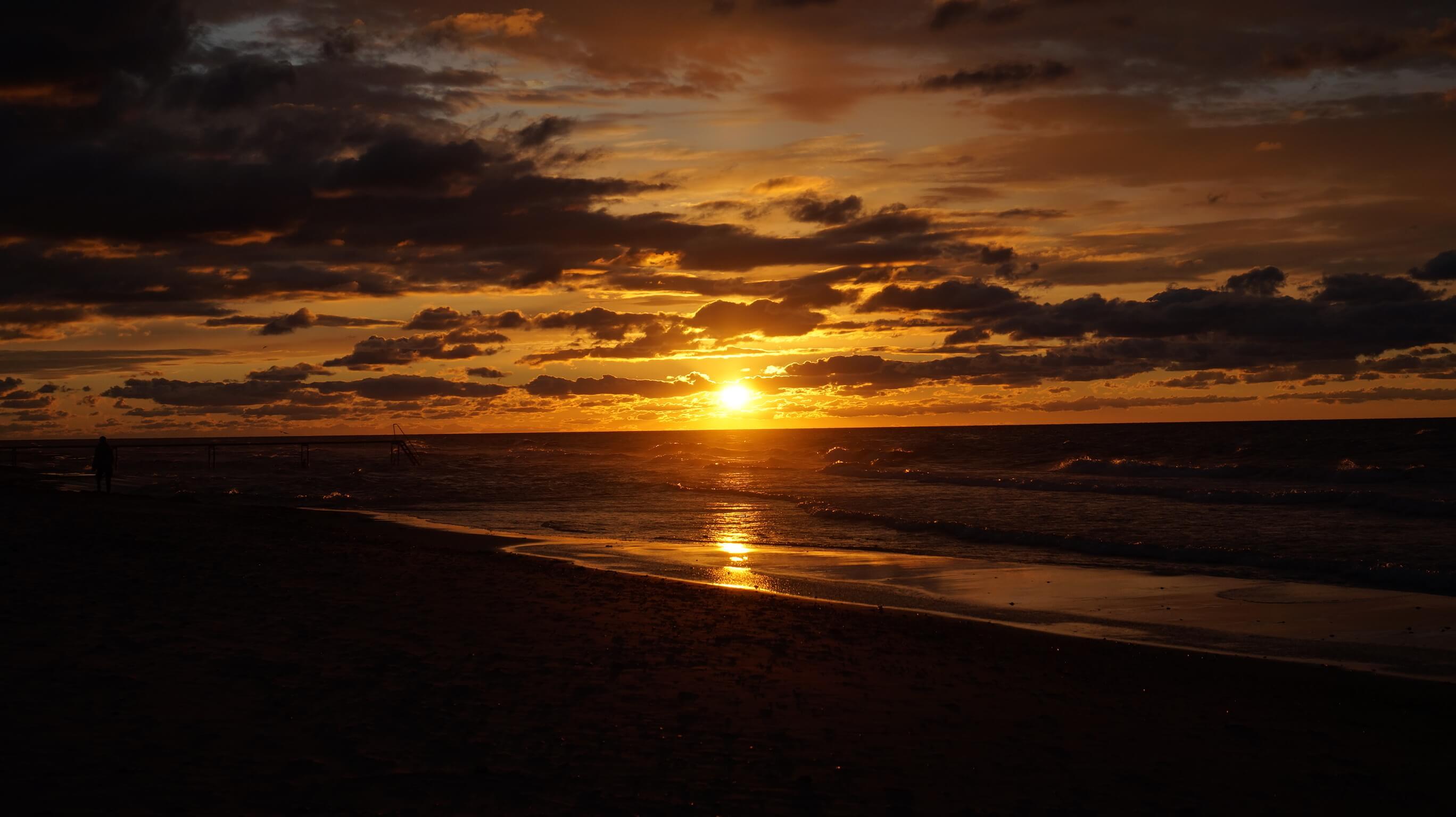 a sunset on the beach