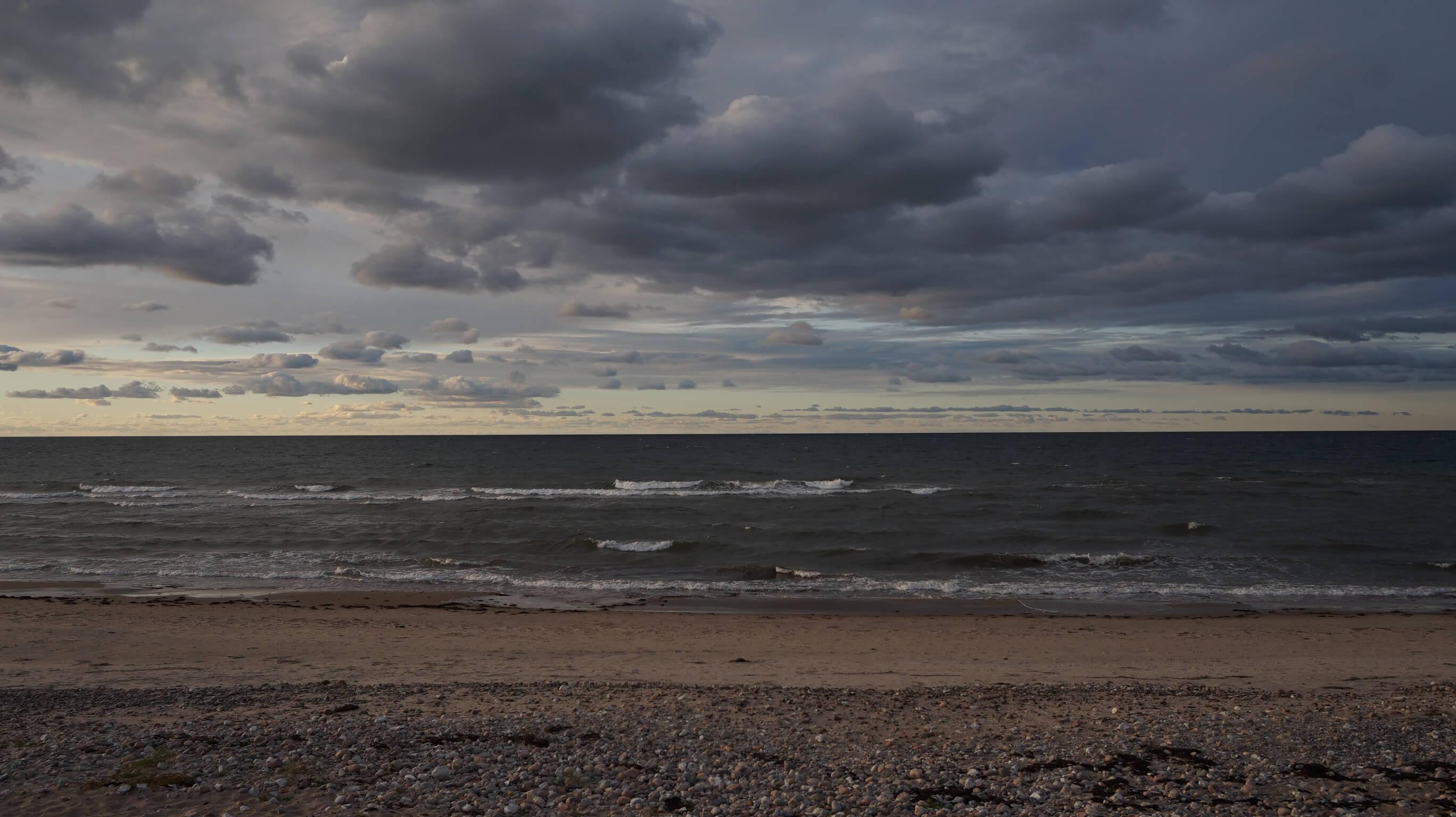 the sea with a stony beach