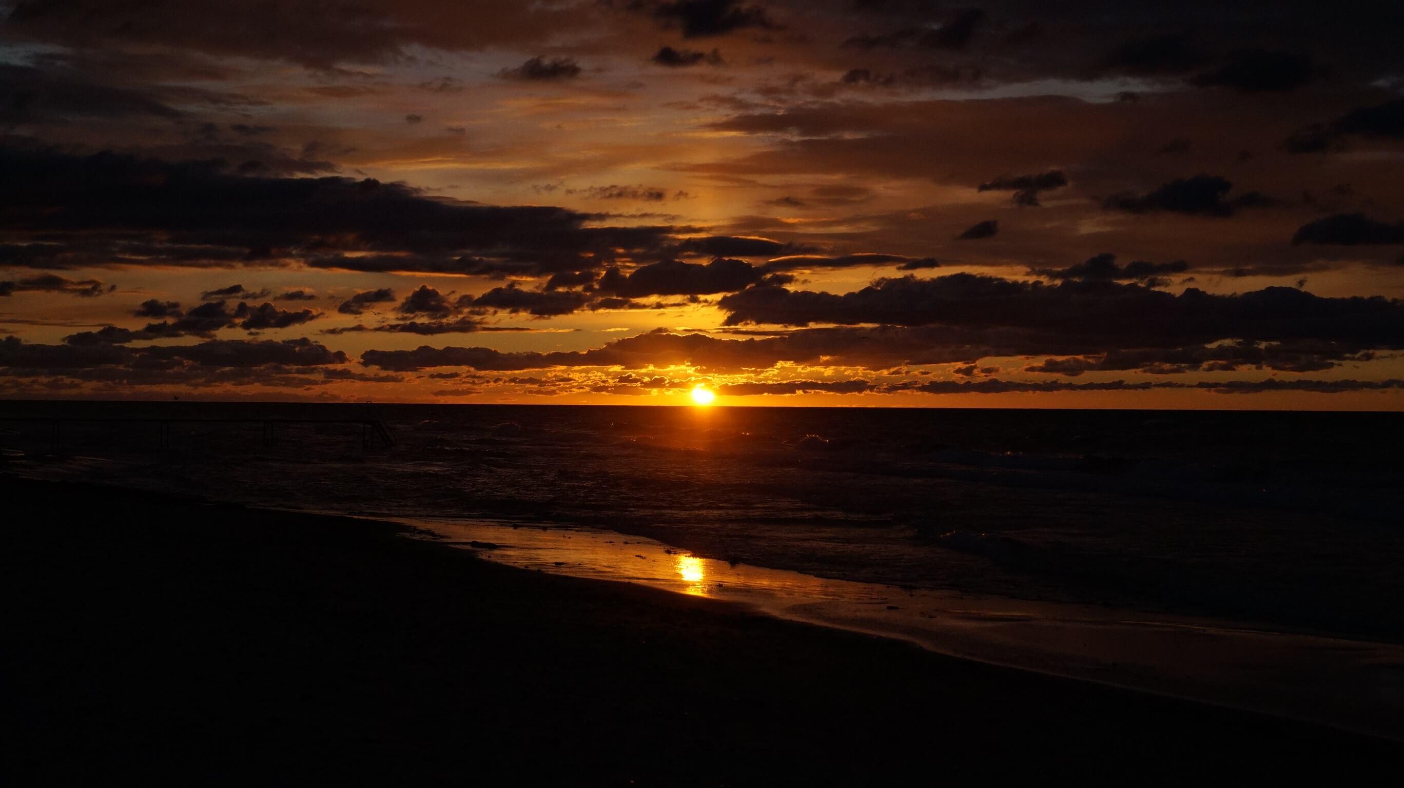 a sunset on the beach