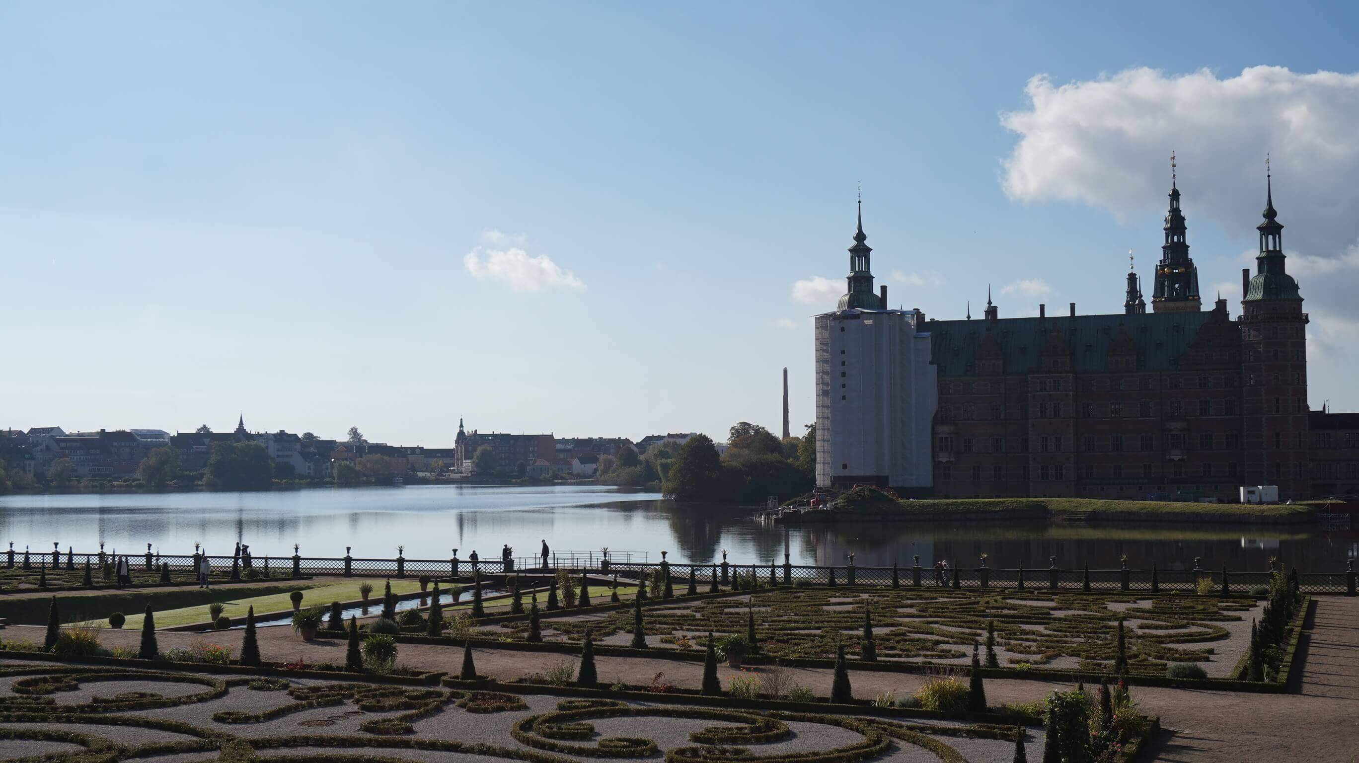 a lake before a castle